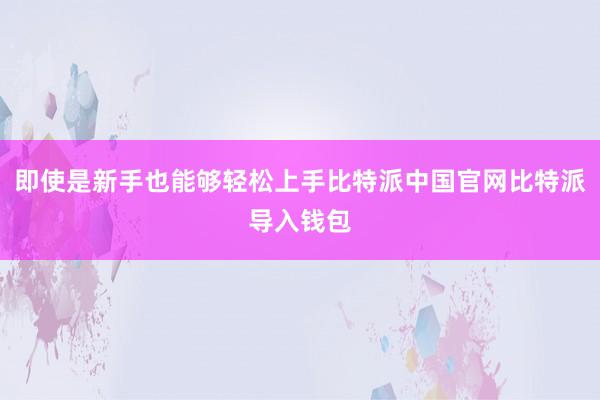 即使是新手也能够轻松上手比特派中国官网比特派导入钱包