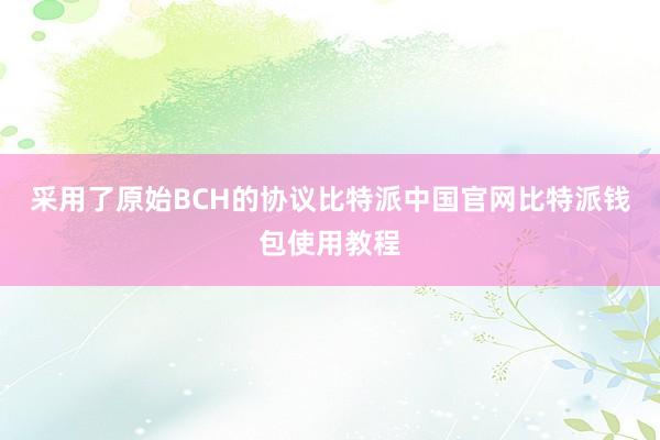 采用了原始BCH的协议比特派中国官网比特派钱包使用教程