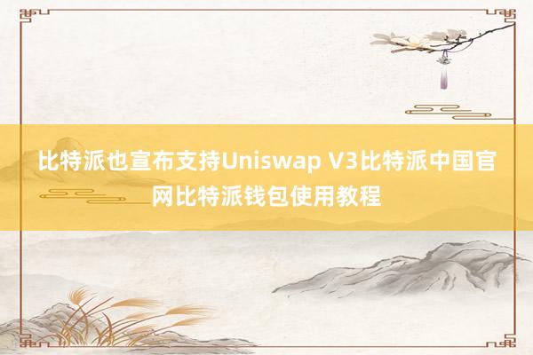 比特派也宣布支持Uniswap V3比特派中国官网比特派钱包使用教程